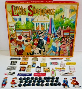 REMARKABLE Antique 1915 ADVERTISING GAME "LITTLE SHOPPERS" Both Boards COMPLETE - Picture 1 of 24