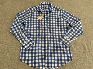Camisa Peter Millar Summer Comfort manga larga abotonada azul cuadros mediana nueva con etiquetas - Imagen 1 de 5