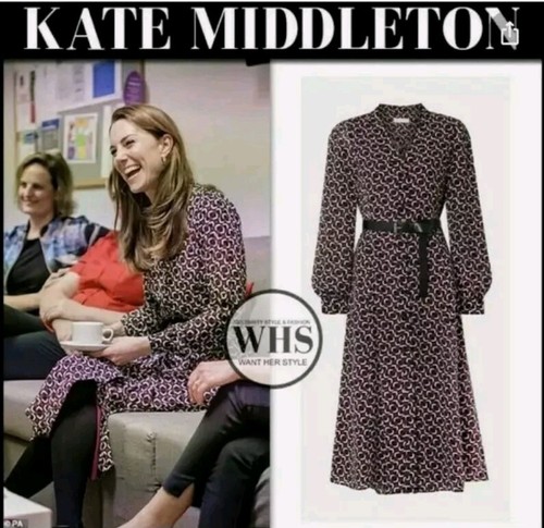 Abito Camicia Michael Kors Granato Foulard Stampato S UK 8 USA 4 ASO Kate Middleton
