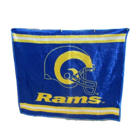 Rams Football Biederlack Blanket Reversible 58" x 49" USA Plush Soft  Acrylic Cover