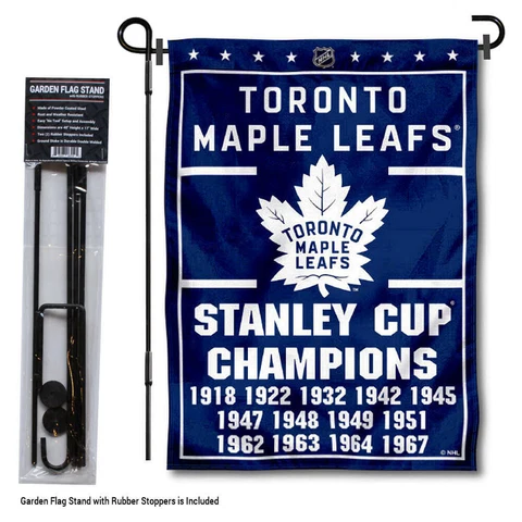 Toronto Maple Leafs 13 Time Champions Garden Flag and Pole Stand Cover