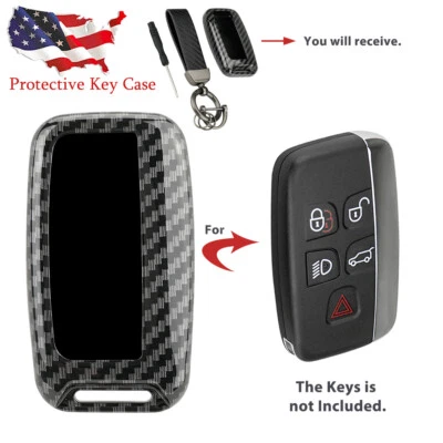 Funda Carcasa Llavero Patrón Fibra Carbono Para Land Rover Range Rover Evoque Velar Foto 1 de 4
