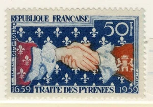 1959 FRANCE Handshake Stamp SC#932 MLHG   - Picture 1 of 2