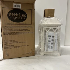 Pebble Lane Living Lantern Decorations, 3 Pc Set White - Picture 1 of 4