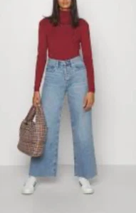 Ausverkauft Gap Crop Jeans 6/28 kurzlicht waschen breites Bein hoher roher Saum Neu ohne Etikett - Bild 1 von 5