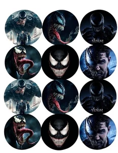 Venom Stickers 2.5" Round Party Favors Decorations Gift Bags Boxes - 12  - Picture 1 of 1