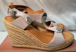 Moda in Pelle Leather Sandals UK 8 / 41 Parris Stone High Wedge Heel Ankle Strap - Picture 1 of 15