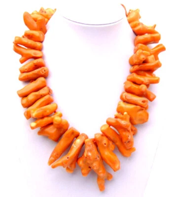 Collar largo 30-50 mm rama coral naranja natural para mujer joyería 18" Foto 1 de 4
