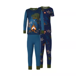 New Kirkland Kids 4-piece Cotton Pajama PJ Set, Dinosaur, Dino Boys Sleepwear - Picture 1 of 1