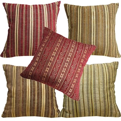 Pillow Cover*Striped Damask Chenille Sofa Seat Pad Cushion Case Custom Size*Wk8 - Image 1 of 2