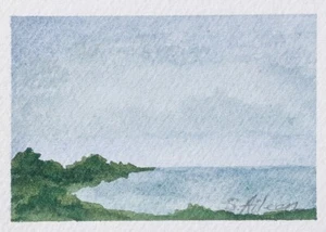 ACEO Aquarell Gemälde Landschaft Landschaft See Pastoral Friedlich Signiert - Bild 1 von 2