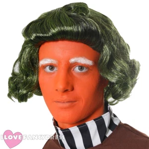 ADULT FACTORY WORKER WIG GREEN CURLY WORLD BOOK DAY FANCY DRESS COSTUME OUTFIT - Picture 1 of 6