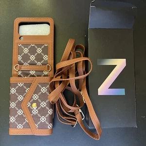 Samsung Galaxy Z Flip 3 4 Slim Case Cover Luxury Brown and Coin Purse - Zdjęcie 1 z 6