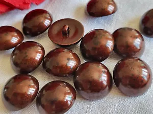 Lot 12 boutons marron métallisé tacheté bombé diamètre: 1,8 cm ref 5541 - Picture 1 of 3