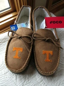 FOCO TENNESSEE POWER T HOUSE SLIPPERS SIZE M FAUX BROWN SUEDE FLEECE IN/OUTDOOR - Picture 1 of 6