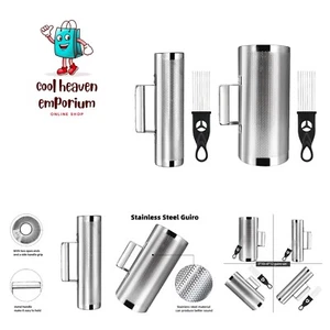 Guiro Instrument Stainless Steel Guiro Shaker 3"10" & 6"12" Percussion Instru... - Picture 1 of 8