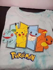 POKEMON T Shirt Junior Women's XL Pikachu Squirtle Charmander Bulbasaur Tie-Dye - Picture 1 of 24