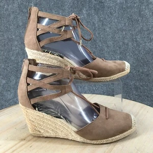 DV Dolce Vita Sandals Womens 10 D Orsay Espadrille Beige Fabric Back Zip Lace Up - Picture 1 of 18