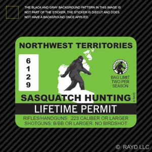 Northwest Territories Sasquatch Hunting Permit Sticker Bigfoot Vinyl Canada nt - Picture 1 of 1