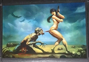 ZOMBIE YEARS - Sonne, Spaß und blutende Jugulare! Coppertone Parodie Kunstdruck - Bild 1 von 3