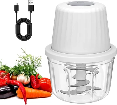 Tritatutto Da Cucina Elettrico, 400Ml Mini Robot Da Cucina, Con 6 Lame in Acciai - Immagine 1 di 4
