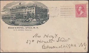 Utica NY illust advt Baggs Hotel Utica NY 1895 (c250) - Picture 1 of 1