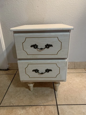 Vintage Small Nightstand 2 Drawers Beautiful Solid Wood Construction! Cover