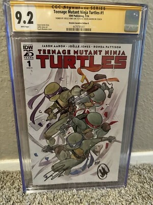 Teenage Mutant Ninja Turtles #1 Sign Joelle & Aaron Peach Variant 1:100 CGC 9.2 - Image 1 of 4