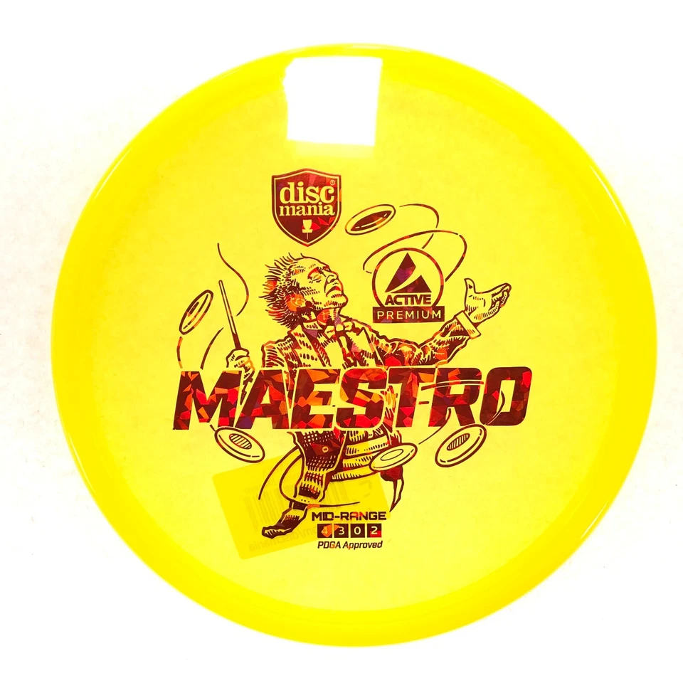 DISC GOLF DISCMANIA MAESTRO ACTIVE PREMIUM PLASTIC MID-RANGE DRIVER 171g YELLOW - Image 1 of 1