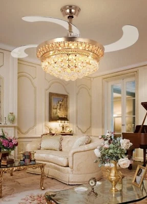 BIGBANBAN BLING CRYSTAL CHANDELIER RETRACTABLE CEILING FAN 42” NEW - Image 1 of 4