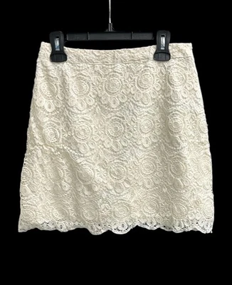Falda Hollister Floral Encaje Mini Pull On Elastizada Marfil Falda Lápiz Talla 0 Foto 1 de 4