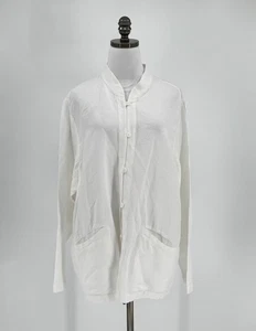 Eileen Fisher Damen weiß Leinenmischung Mandarinkragen Knopf Tunika Top Gr. 2X - Bild 1 von 7