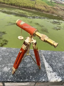 Nautical Brass 10 Inch Golden Nautical Antique Brass Telescope with tripod Gift - Picture 1 of 9