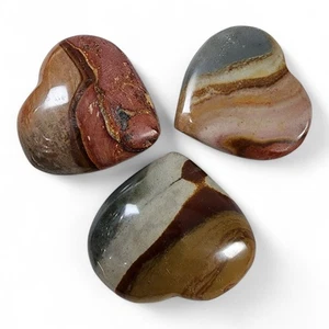 Polychrome Jasper Polished Hearts Madagascar 50.7 grams. 3 Piece Lot - Picture 1 of 1