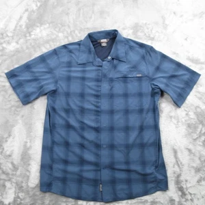 Outdoor Research Astroman Shirt Mens Medium Blue Plaid Nylon Hiking Travel - Picture 1 of 15