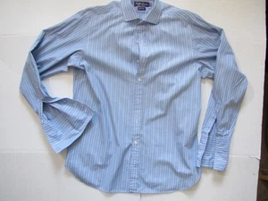 Ralph Lauren Shirt Mens 16.5 Blue Striped Dress French Cuff Made in England - Picture 1 of 9