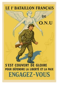 POSTER AFFICHE   BATAILLON FRANCAIS ONU - Foto 1 di 1