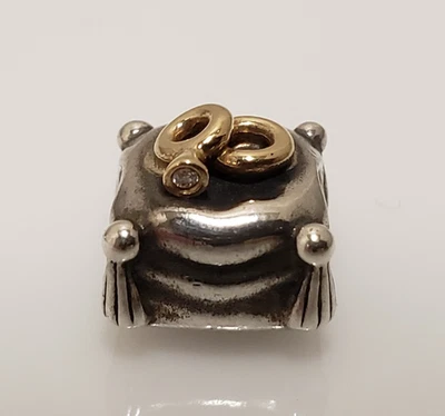 Pandora Sterling Silver Two Toned Romantic Union Diamond Bead Charm 790549D - Image 1 of 4