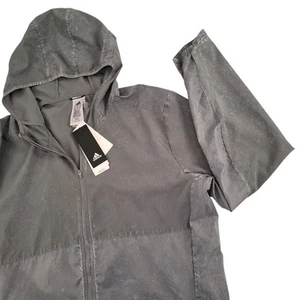 Adidas NWT Own The Run Running Jacket Mens XL Silver Gray Distressed Hooded Zip - Picture 1 of 20