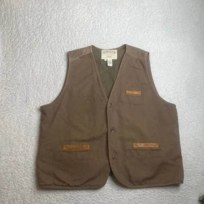 Винтажный Orvis мужской коричневый общего назначения жилет рыбалки 90-х работы карманы кнопка snap xl - Изображение 1 из 4