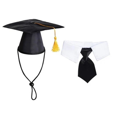 Gorra de graduación de mascotas corbata perro sombrero de graduación con borla amarilla disfraz Foto 1 de 4
