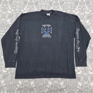 West Coast Choppers Vintage Cross T-shirt Size XL Black Blue Logo Long Sleeve - Picture 1 of 7