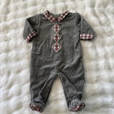 Janie And Jack 0-3 Meses Recién Nacido Gris Cuadros Cálido Mameluco Conjunto Cuello Niños Bebé Foto 1 de 4