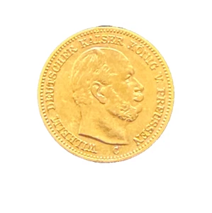Germany Prussia 1877 C Gold 5 Mark Circulated Wilhelm - Picture 1 of 2