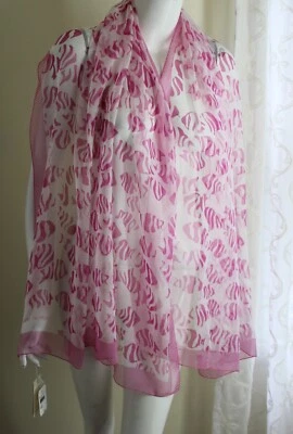 NUEVO CON ETIQUETAS Giorgio Armani Seda Fina Gasa PESCADO BLANCO ROSA Enorme Bufanda Envoltura Eskandar Foto 1 de 4