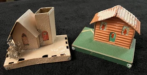 Pair Of Vintage Christmas Village Putz Houses - Picture 1 of 11