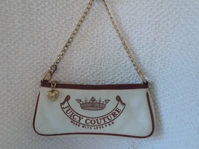 ¡Mini Bolso de Hombro "TODO CUERO" Juicy Couture Baguette Crema y Marrón De Colección!  Foto 1 de 4