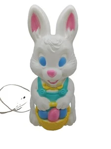 VTG Blow Mold Light Up Easter Bunny With Basket Of Easter Eggs 19" - Picture 1 of 9