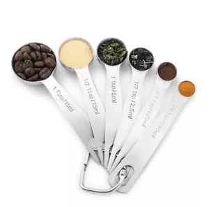 6 Pcs/set Measuring Spoon Set Premium stainless steel kitchen utensils Measure - Picture 1 of 6