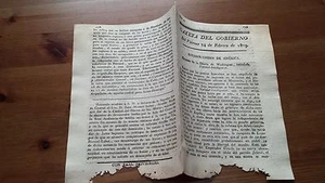 Núm 9 Gazeta del Gobierno 1809 Extracto Gazeta Washington..Gobernador de Cuba... - Bild 1 von 1